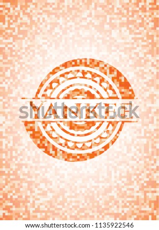 Yankee abstract emblem, orange mosaic background