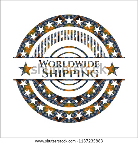 Worldwide Shipping arabesque emblem background. arabic decoration.