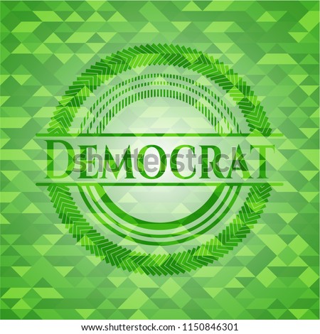 Democrat green emblem with mosaic ecological style background