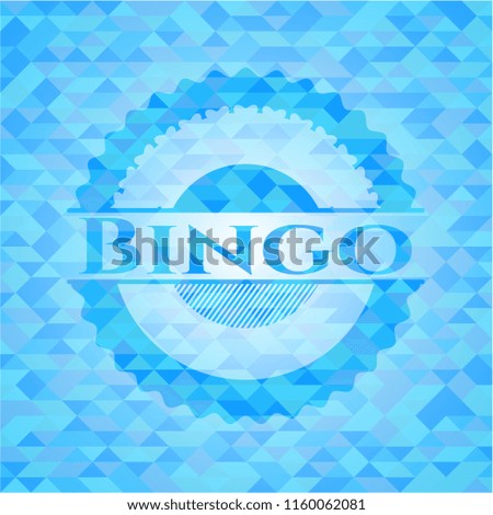 Bingo sky blue emblem with mosaic ecological style background