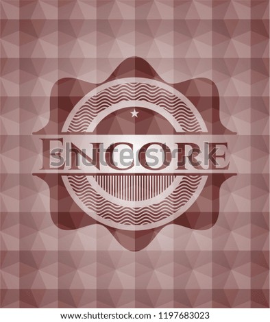  Encore red emblem with geometric background. Seamless.