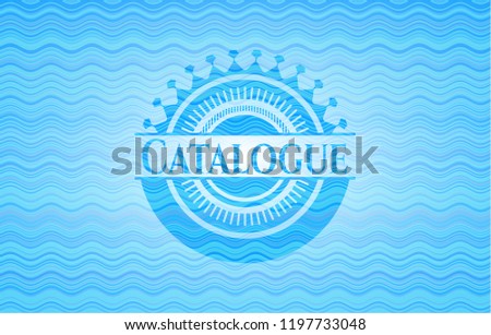 Catalogue sky blue water style emblem.