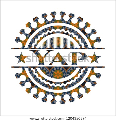 Yap arabic style badge. Arabesque decoration.