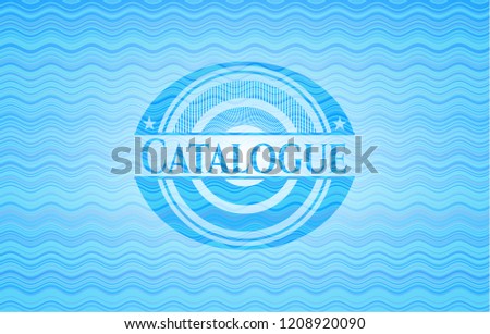 Catalogue sky blue water wave style emblem.
