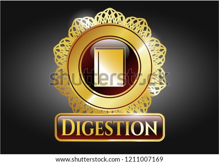  Gold emblem with book icon and Digestion text inside