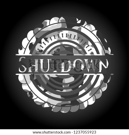 Shutdown grey camouflaged emblem