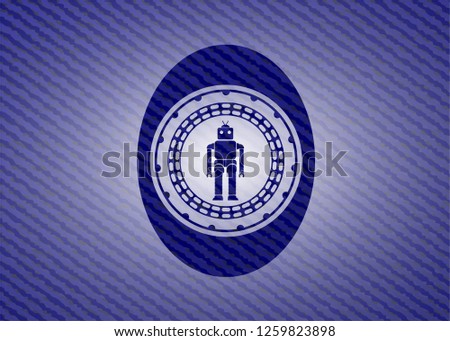 robot icon inside emblem with jean high quality background