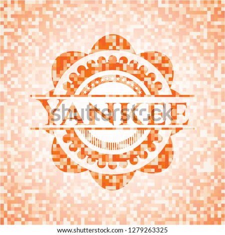 Yankee orange mosaic emblem with background