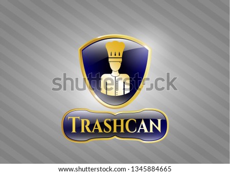  Gold shiny emblem with chef icon and Trashcan text inside