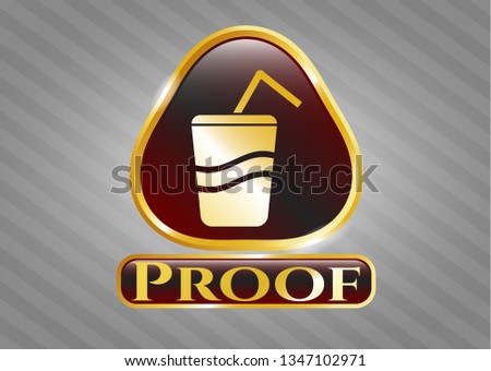  Gold badge or emblem with soda icon and Proof text inside