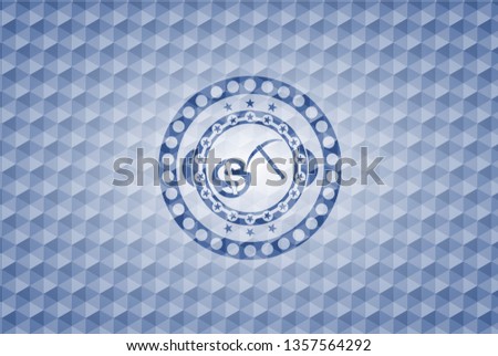 cryptocurrency mining icon inside blue hexagon badge.