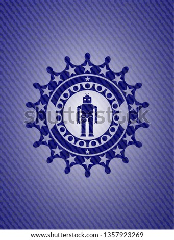 robot icon inside emblem with jean high quality background