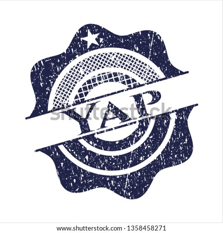 Blue Yap distress rubber stamp with grunge texture