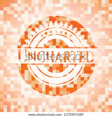 Uncharted orange mosaic emblem with background