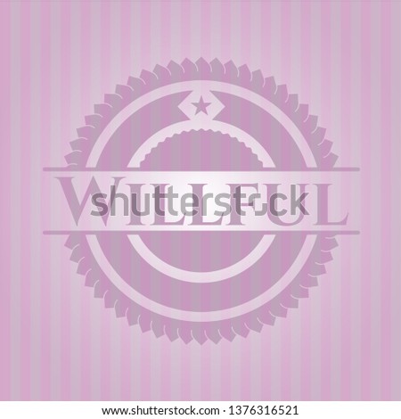 Willful badge with pink background