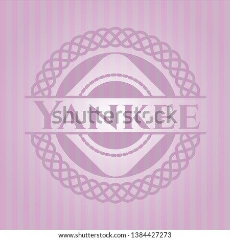 Yankee realistic pink emblem. Vector Illustration. Detailed.