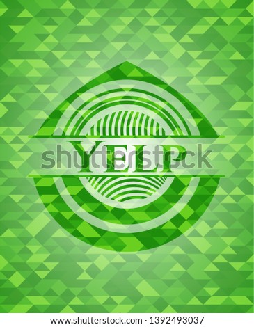 Yelp green emblem with triangle mosaic background. Vector Illustration. Detailed.