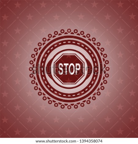 stop icon inside vintage red emblem