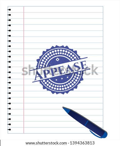 Appease draw with pen effect. Blue ink. Vector Illustration. Detailed.