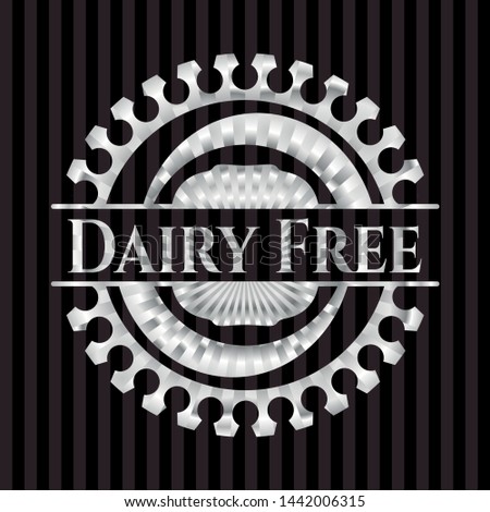 Dairy Free silvery shiny emblem. Vector Illustration. Mosaic.