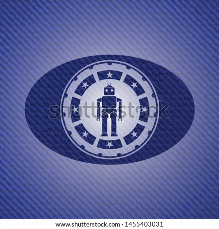 robot icon inside jean background