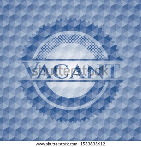 Vacant blue badge with geometric pattern background. Vector Illustration. Detailed.