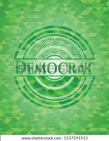 Democrat green emblem with mosaic ecological style background. Vector Illustration. Detailed.