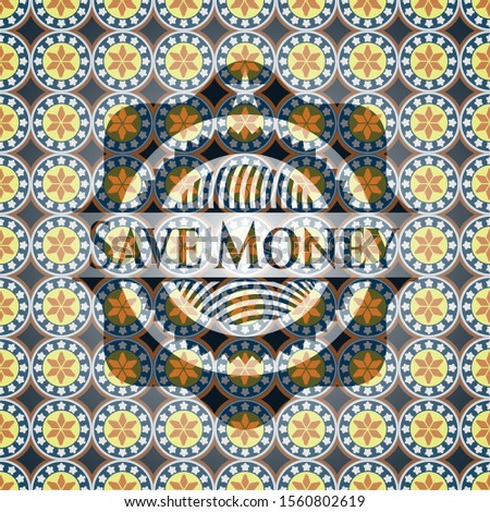 Save Money arabesque style emblem. arabic decoration.