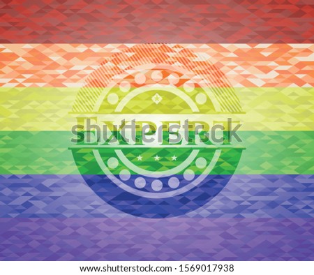 Expert emblem on mosaic background with the colors of the LGBT flag