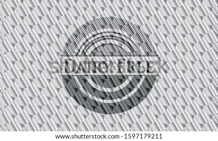 Dairy Free silver shiny badge. Scales pattern. Vector Illustration. Detailed.