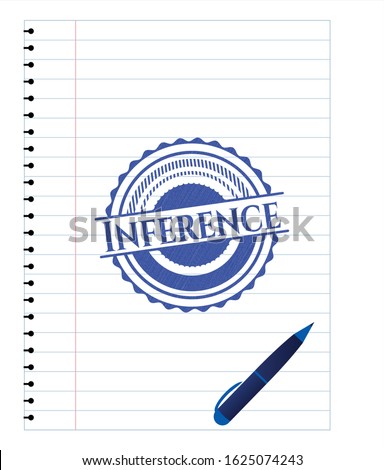 Inference pen emblem. Blue ink. Vector Illustration. Detailed.