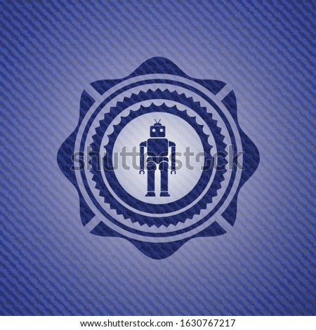 robot icon inside denim background