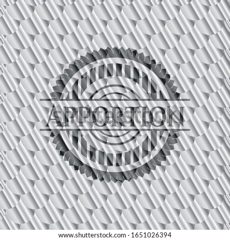 Apportion silver emblem or badge. Scales pattern. Vector Illustration. Detailed.