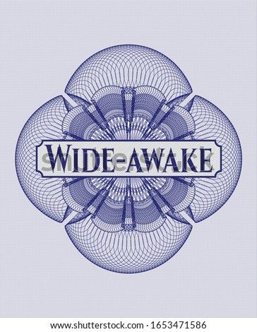 Blue rosette. Linear Illustration with text Wide-awake inside