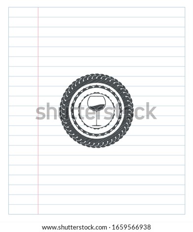 wine cup icon pencil effect. Vector Illustration. Detailed.