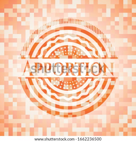 Apportion orange mosaic emblem with background