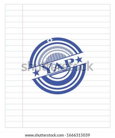 Yap draw (pen strokes). Blue ink. Vector Illustration. Detailed.