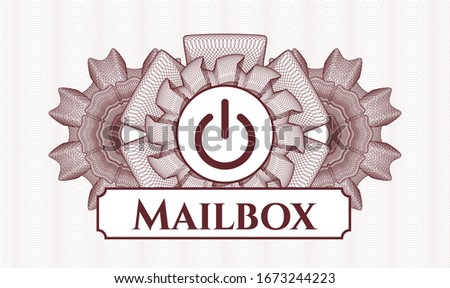 Red abstract linear rosette with power icon and Mailbox text inside