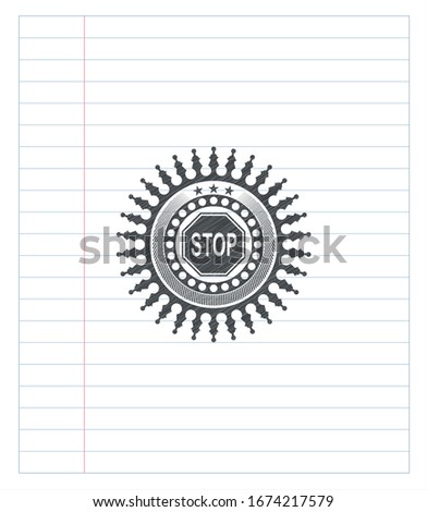 stop icon pencil effect. Vector Illustration. Detailed.
