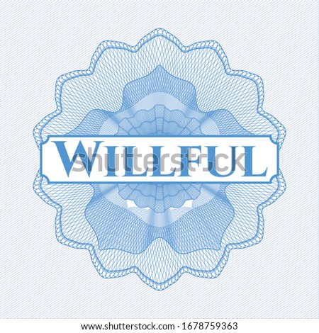 Light blue abstract linear rosette with text Willful inside