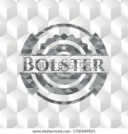 Bolster grey badge with geometric cube white background