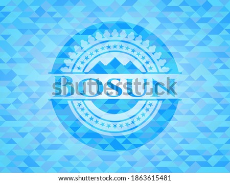 Bosun realistic sky blue emblem. Mosaic background. 