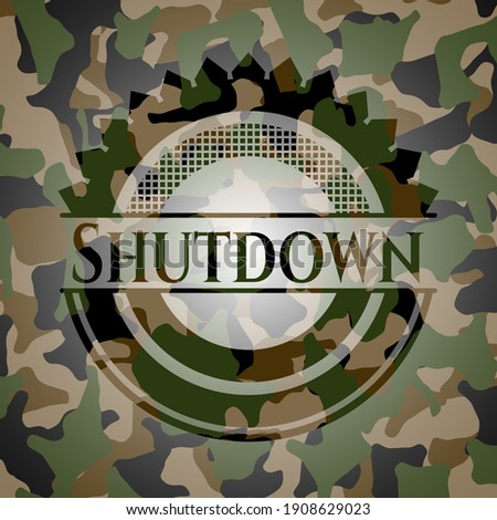 Shutdown on camouflage pattern. Vector Illustration. Detailed. 