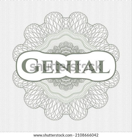 Green passport emblem with text Genial inside