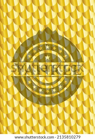 Yankee shiny golden badge. Scales pattern. Vector Illustration. Detailed. 