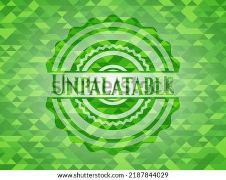 Unpalatable green emblem with triangle mosaic background. Vector Illustration. Detailed.  Stock foto © 