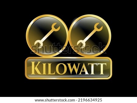 Gold badge with wrench icon and Kilowatt text inside ストックフォト © 