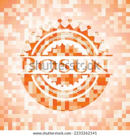 Bosun abstract orange mosaic emblem with background 