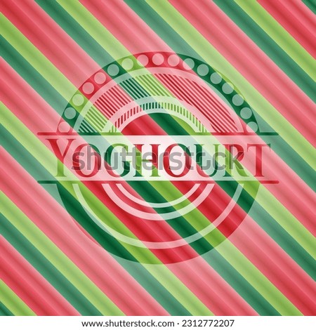 Yoghourt christmas colors badge. Vector Illustration. Detailed. 