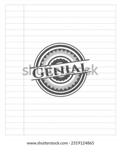 Genial emblem with pencil effect. Vector Illustration. Detailed. 